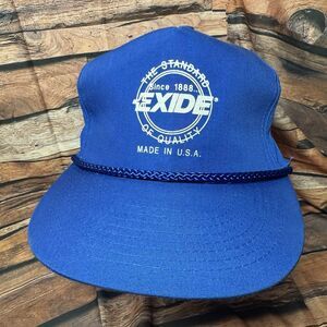 Exide Hat Cap Blue Adjustable Leather Strap Standard Of Quality Rope Trucker USA